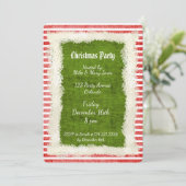 Elf Christmas Party Thema Rot/Grün Einladung (Stehend Vorderseite)