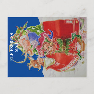 ELF CHRISTMAS POSTCARD POSTKARTE