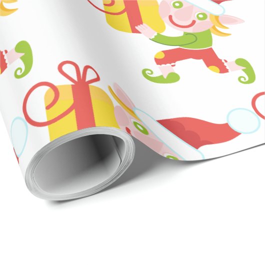 Elf Christmas Wrapping Paper Geschenkpapier (Rolleneckpunkt)