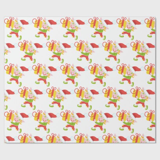 Elf Christmas Wrapping Paper Geschenkpapier (Flach)