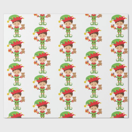 Elf Christmas Wrapping Paper Geschenkpapier (Flach)