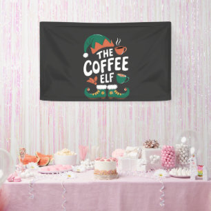 Elf Coffee Funny Christmas Elf Coffeine Lover Banner