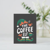 Elf Coffee Funny Christmas Elf Coffeine Lover Einladungspostkarte (Stehend Vorderseite)