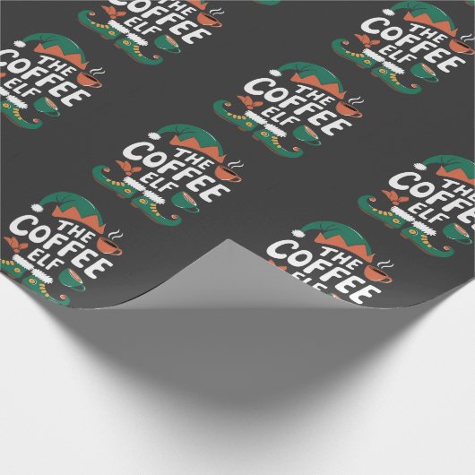 Elf Coffee Funny Christmas Elf Coffeine Lover Geschenkpapier (Ecke)