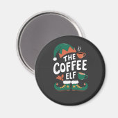Elf Coffee Funny Christmas Elf Coffeine Lover Magnet (Vorderseite/Rückseite)