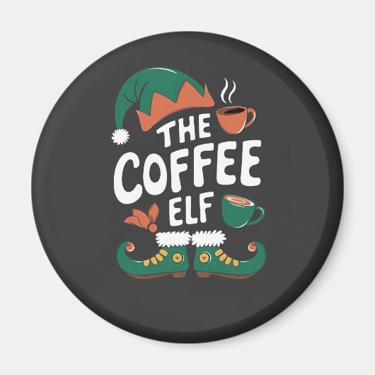 Elf Coffee Funny Christmas Elf Coffeine Lover Magnet (Vorne)