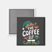 Elf Coffee Funny Christmas Elf Coffeine Lover Magnet (Vorderseite/Rückseite)