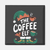 Elf Coffee Funny Christmas Elf Coffeine Lover Magnet (Vorne)