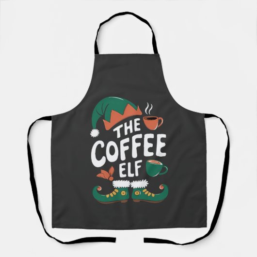 Elf Coffee Funny Christmas Elf Coffeine Lover Schürze (Vorderseite)