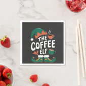 Elf Coffee Funny Christmas Elf Coffeine Lover Serviette (Beispiel)