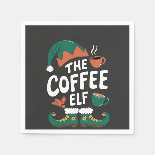 Elf Coffee Funny Christmas Elf Coffeine Lover Serviette (Vorderseite)