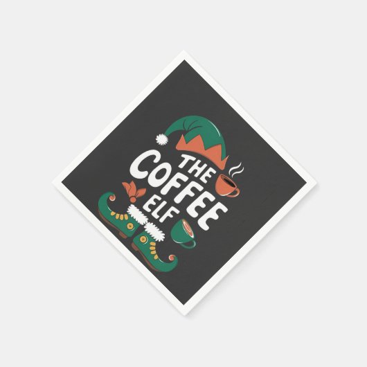 Elf Coffee Funny Christmas Elf Coffeine Lover Serviette (Ecke)