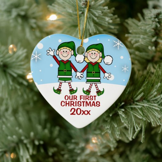 Elf Couple First Christmas Ornament (Baum)