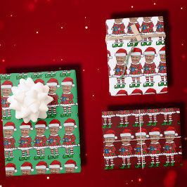 Elf Custom Face Foto Elf Weihf Funny Trump Geschenkpapier Set