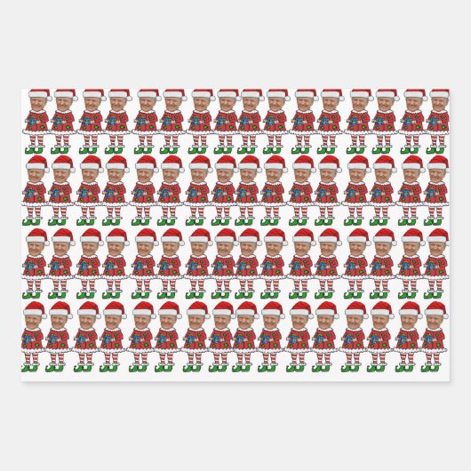 Elf Custom Face Foto Elf Weihf Funny Trump Geschenkpapier Set (Vorderseite 2)