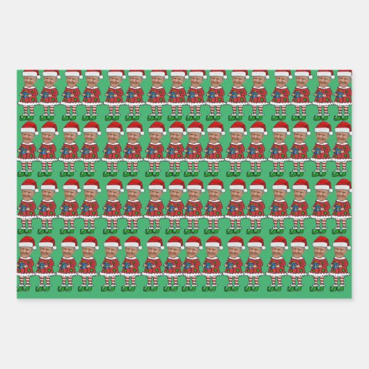Elf Custom Face Foto Elf Weihf Funny Trump Geschenkpapier Set (Vorderseite)