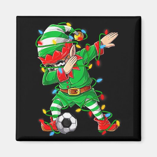 Elf Dabbing Soccer Player Christmas Dab Xmas Magnet (Vorne)