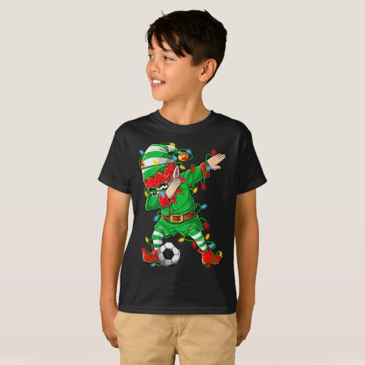 Elf Dabbing Soccer Player Christmas Dab Xmas  T-Shirt (Vorne ganz)