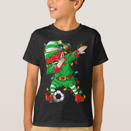Elf Dabbing Soccer Player Christmas Dab Xmas T-Shirt (Vorderseite)