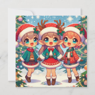 Elf Deer Merry Christmas Feiertagskarte