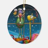 Elf, der herauf Strümpfe hängt Keramik Ornament (Links)