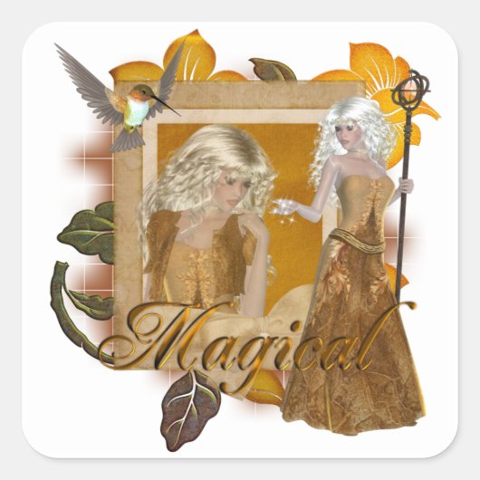 Elf Designs :: Magical by MarloDee Designs Quadratischer Aufkleber (Vorderseite)