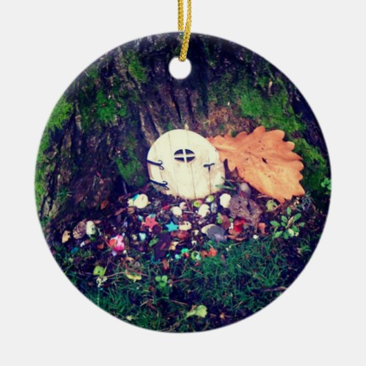Elf Door in Tree Keramik Ornament (Vorne)