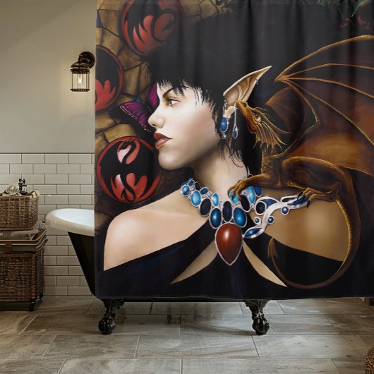 Elf Dragon Butterfly Fantasy Duschvorhang