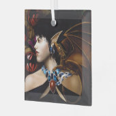 Elf Dragon Butterfly Fantasy Ornament Aus Glas (Vorderseite links)