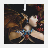 Elf Dragon Butterfly Fantasy Ornament Aus Glas (Rückseite)