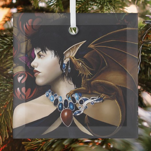 Elf Dragon Butterfly Fantasy Ornament Aus Glas