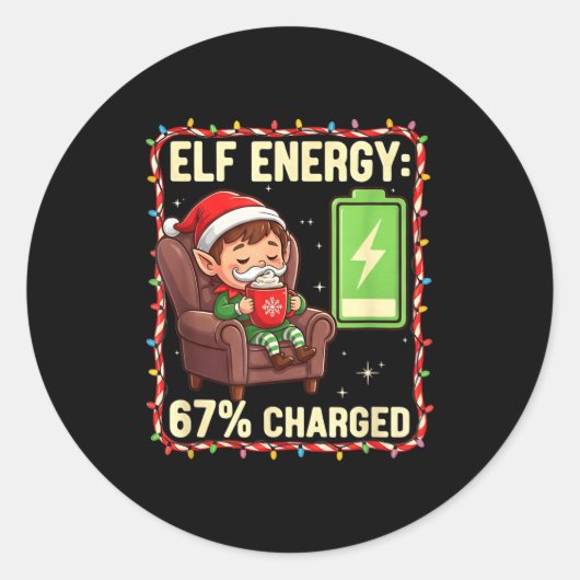 Elf Energy 67 Percent Charged Christmas Runder Aufkleber (Vorderseite)