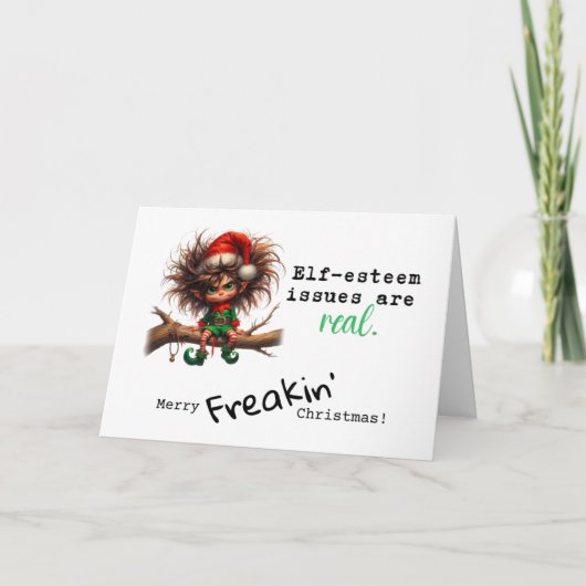 Elf Esteem Issues Funny Sarcastic Weihnachten (Vorderseite)