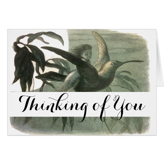 Elf Fairies Elves Moon Night Scene Bird Flying (Vorderseite (Horizontal))