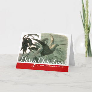 Elf Fairies Elves Moon Night Scene Bird Flying Feiertagskarte