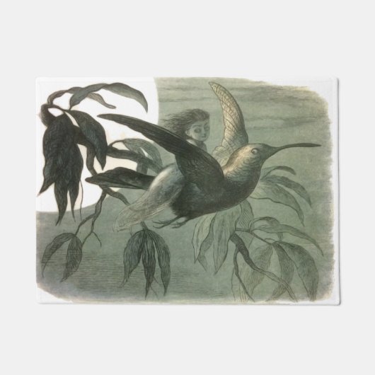 Elf Fairies Elves Moon Night Scene Bird Flying Fußmatte (Vorderseite)