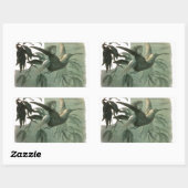 Elf Fairies Elves Moon Night Scene Bird Flying Rechteckiger Aufkleber (Blatt)