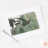 Elf Fairies Elves Moon Night Scene Bird Flying Rechteckiger Aufkleber (Umschlag)