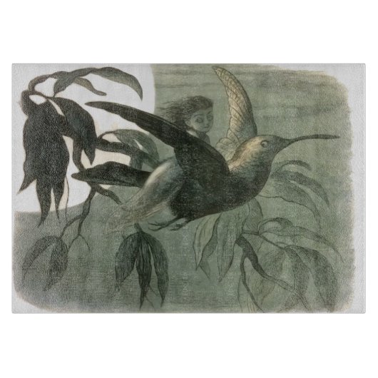 Elf Fairies Elves Moon Night Scene Bird Flying Schneidebrett (Vorderseite)