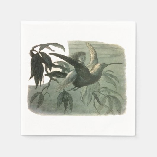 Elf Fairies Elves Moon Night Scene Bird Flying Serviette (Vorderseite)