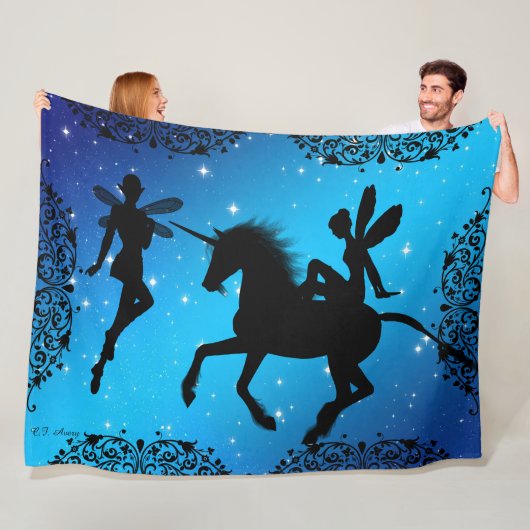 Elf Fairy und Unicorn Fantasy Fleecedecke (Beispiel)