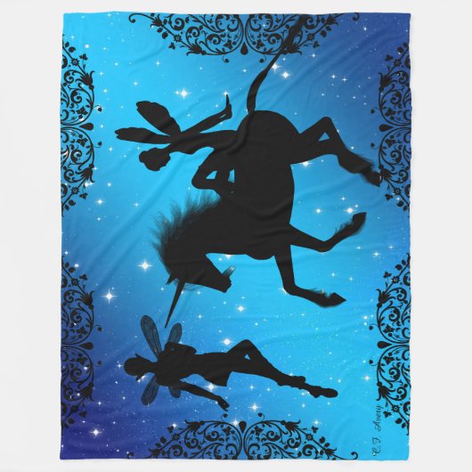 Elf Fairy und Unicorn Fantasy Fleecedecke (Vorderseite)