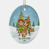 Elf Familie von 3 Weihnachten Keramik Ornament (Rechts)