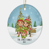 Elf Familie von 3 Weihnachten Keramik Ornament (Links)