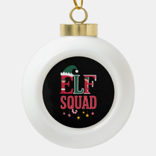Elf-Familien-Weihnachts-Pyjamas Elf-Squadron  Keramik Kugel-Ornament