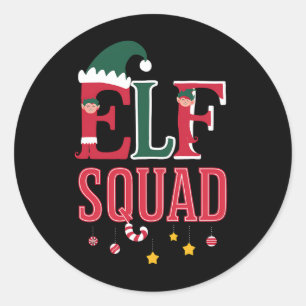 Elf-Familien-Weihnachts-Pyjamas Elf-Squadron  Runder Aufkleber