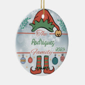 Elf Familienweihnacht Keramik Ornament (Rechts)