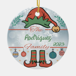 Elf Familienweihnacht Keramik Ornament