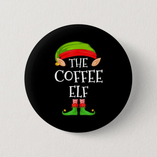 Elf Family Christmas Coffee Elf Sweater Matching C Button (Vorderseite)