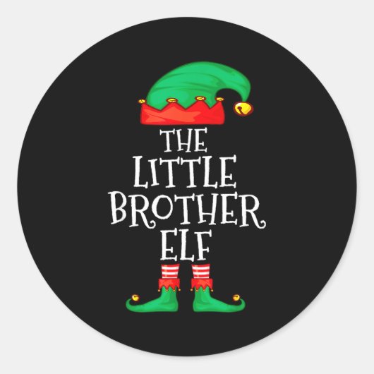 Elf Family Christmas Little Brother Elf Sweater Me Runder Aufkleber (Vorderseite)
